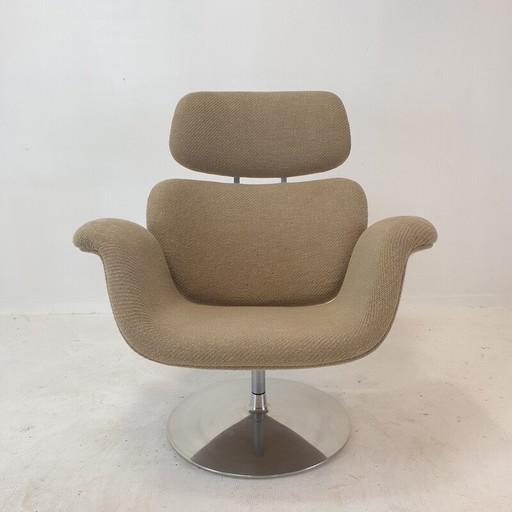 Big Tulip vintage fauteuil en voetenbank van Pierre Paulin voor Artifort, jaren 1980