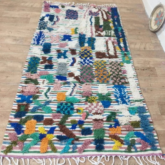 Image 1 of Berber-Psychedelic-Teppich aus Naturwolle – Handgefertigtes Unikat (257 × 144 cm)