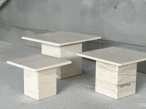 Travertine nestingtables, ca 1980's