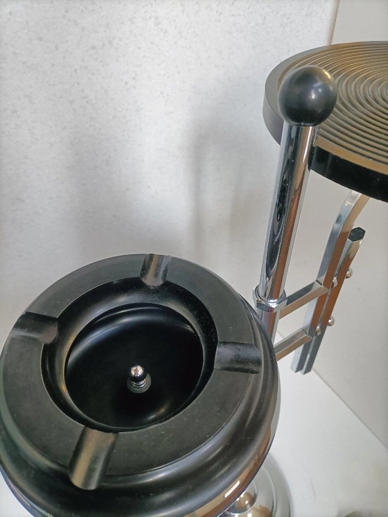 Image 1 of Art Déco standing ashtray by DeMeyere, 1930s - side table / smoking table made of chrome and Bakelite.