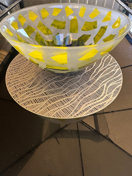 Image 1 of Magnifique bol en verre soufflé à la main Unique 30 cm