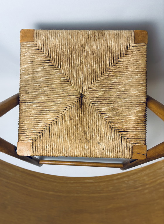 Image 1 of Set of 2 vintage wooden folding chairs with rattan seats – 1970s/1980s kg