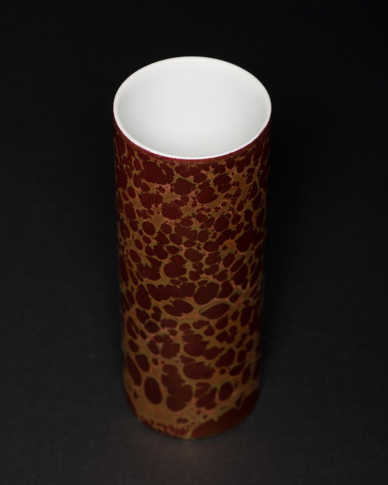 Image 1 of Rosenthal H. Drexler Vase Duo en porcelaine peinte à la main et boîte à couvercle Goldfeuer