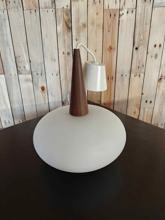 Vintage Louis Kalff Pendant lamp, Philips, Glass, Metal, Brown (photo 5 of 5)