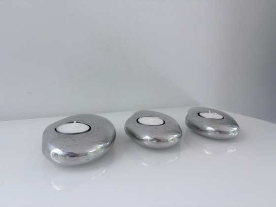 Set de 3 Portavelas de Aluminio – Forma Orgánica – Aluminium (photo 7 of 17)
