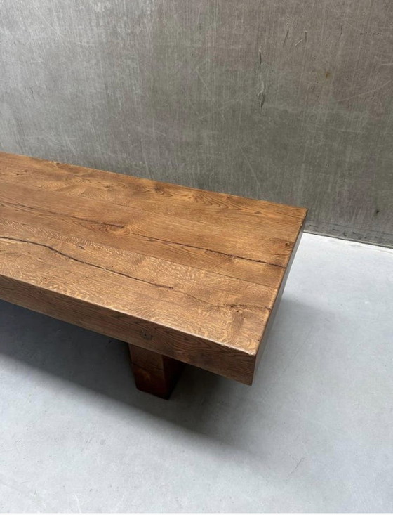 Image 1 of Brutalist Wabi-Sabi Solid Oak Coffee Table