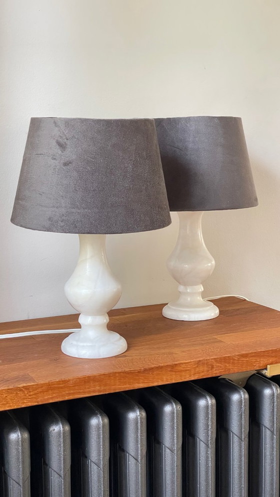 Image 1 of Een paar vintage albasten lampen