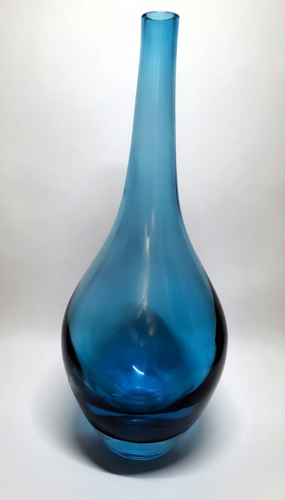 Image 1 of Set of 3 hand-blown turquoise designer vases – Ocean Blue Collection