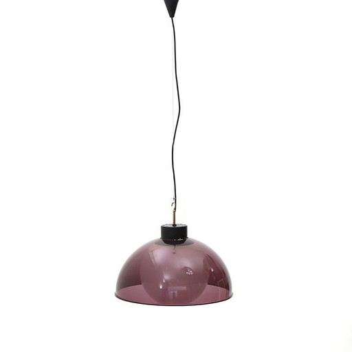 Paarse kroonluchter van methacrylaat en glas, jaren 1950