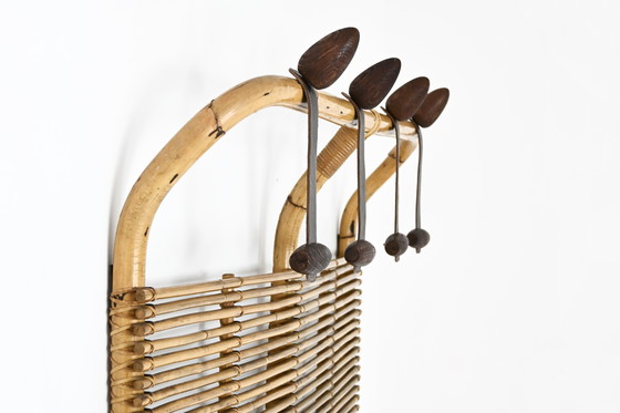 Image 1 of Italian Rattan Coat Rack, 1960s