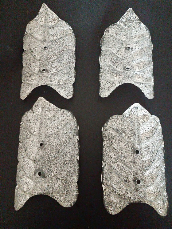 Image 1 of Zeldzaam paar "Leaves" kunstglazen wandlampen van Carl Fagerlund voor Orrefors - Zweden, jaren 1960-1970