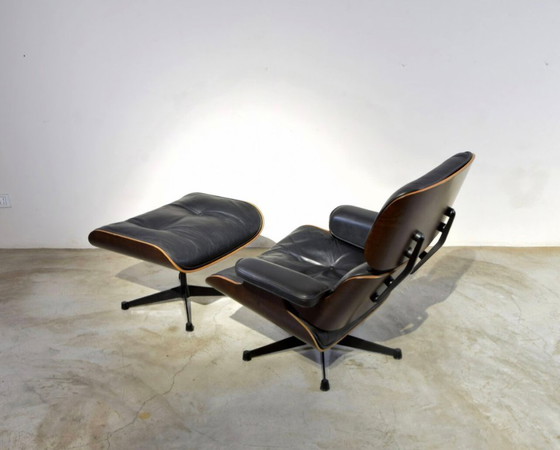 Image 1 of ICF, Herman Miller - Ray Eames, Charles Eames - Loungefauteuil met voetenbank - Model 670 & 671