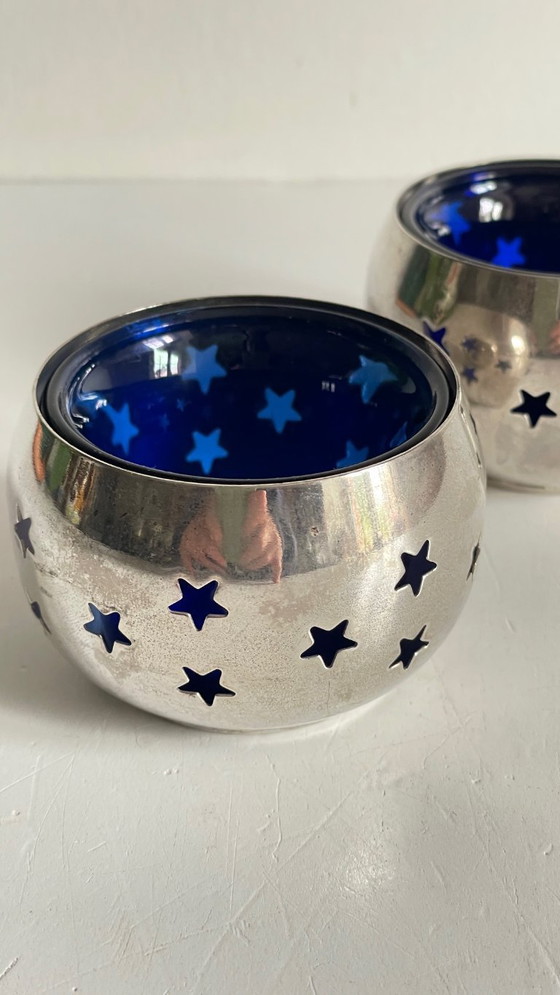 Image 1 of PHOTOPHORES Métal Argenté et Etoiles