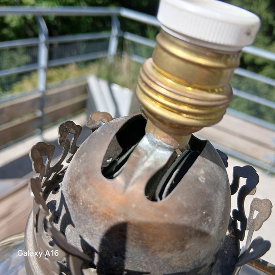 Image 1 of Grande lampada ad olio Baccarat ? Cristal Bronze Et Regule 77cm XIX Ème