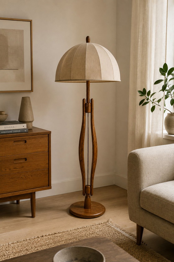 Zeldzame Ashmuth Leuchten sculpturale houten vloerlamp uit de jaren 70 – Mid-Century Modern design (photo 3 of 8)