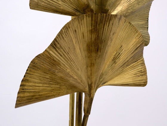 Image 1 of Tommaso Barbi Mid-Century Modern Italian Brass Floor Lamp "Ginkgo", 1970s