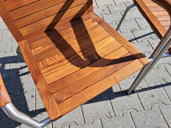 Image 1 of 4 Sillas de jardín de teca con acero inoxidable, apilables