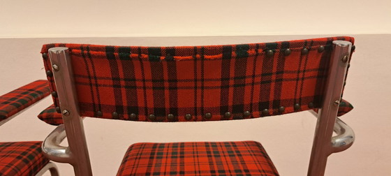 Image 1 of Ensemble de 2 chaises tubulaires avec accoudoirs | style rétro | rouge