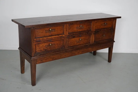 Image 1 of Armoire de pharmacie/classeur ancienne en chêne français, avec portes à charnières, début du XXe siècle