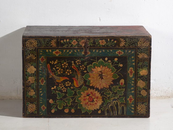 Antique painted Chinese trunk in pine wood – China, circa 1900 – Storage cabinet (photo 33 of 40)