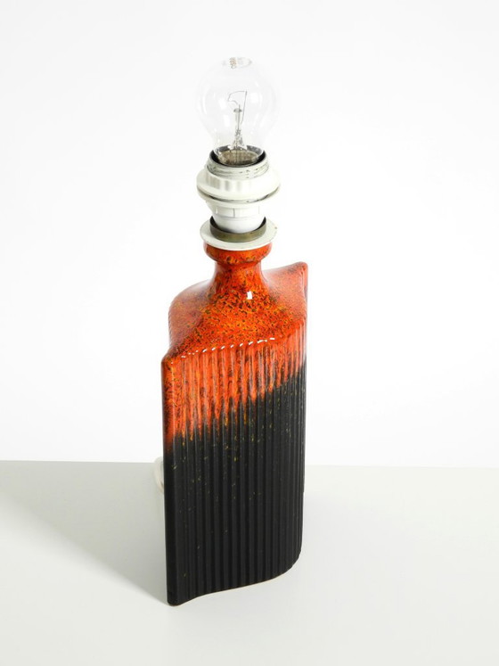 Image 1 of Unique 1960s ceramic table lamp in red and black by Kaiser Leuchten