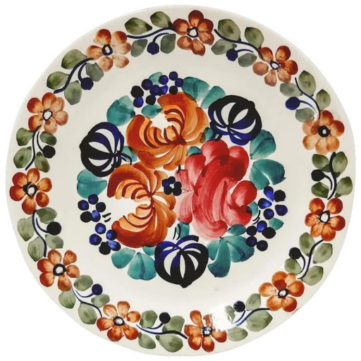 Hand painted ceramic wall-hanging plate
