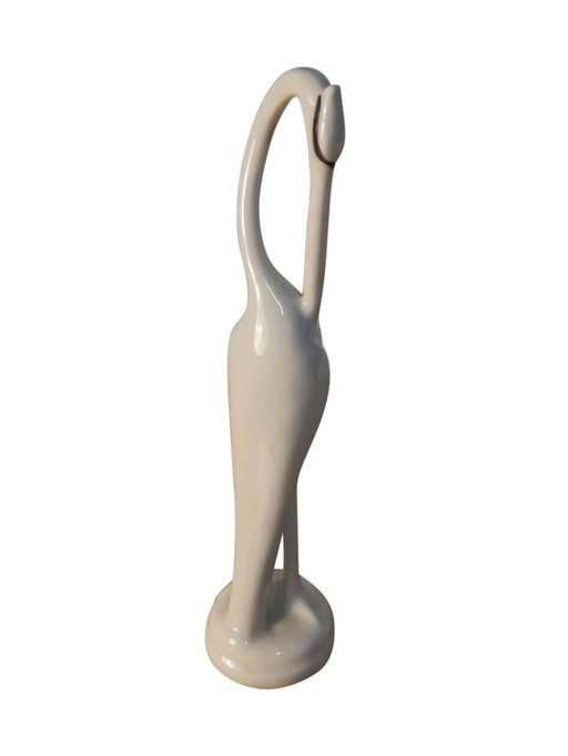 White ceramic heron sculpture made in Zuma, Germany, 70s