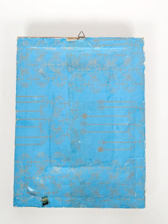 Image 1 of Vintage Robin Oil Painting, Blossoms, Green Velvet Mat, Signed