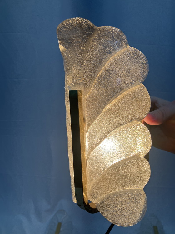 Image 1 of Vintage ijsglas Carl Fagerlund Orrefors exclusieve wandlampen set van 3 stuks!