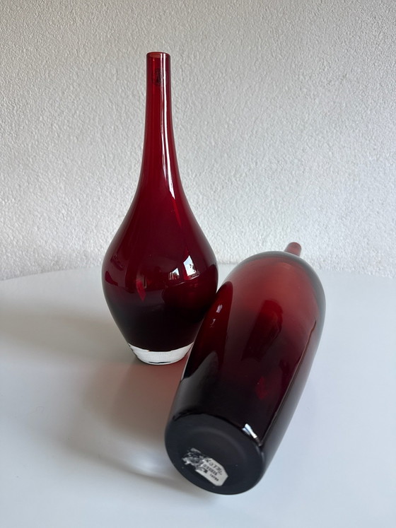 Vintage IKEA 'Handmade Quality' Vases - Deep Red / Cranberry, Glass (photo 5 of 5)