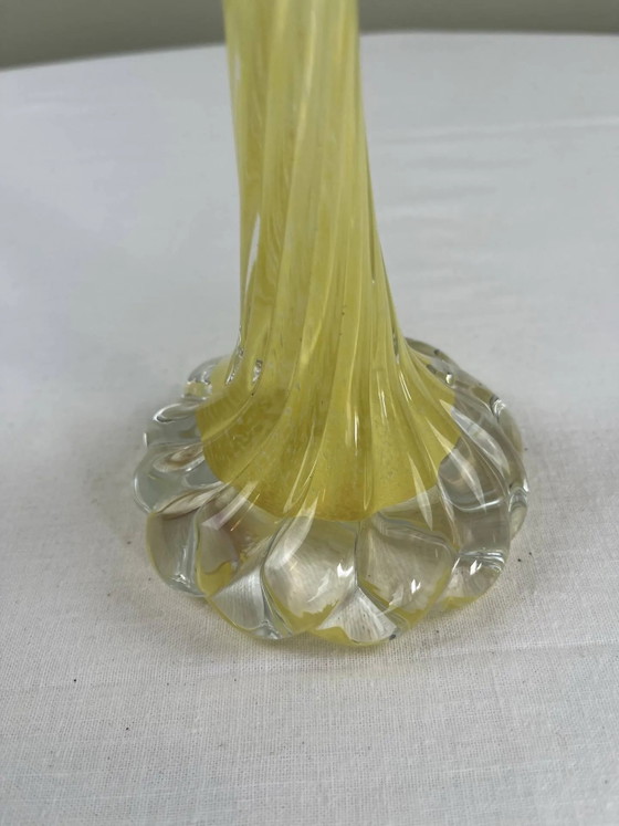Gedraaide gele kunstglazen soliflores – Vazen, Crystal, Glass, Vintage (photo 4 of 9)