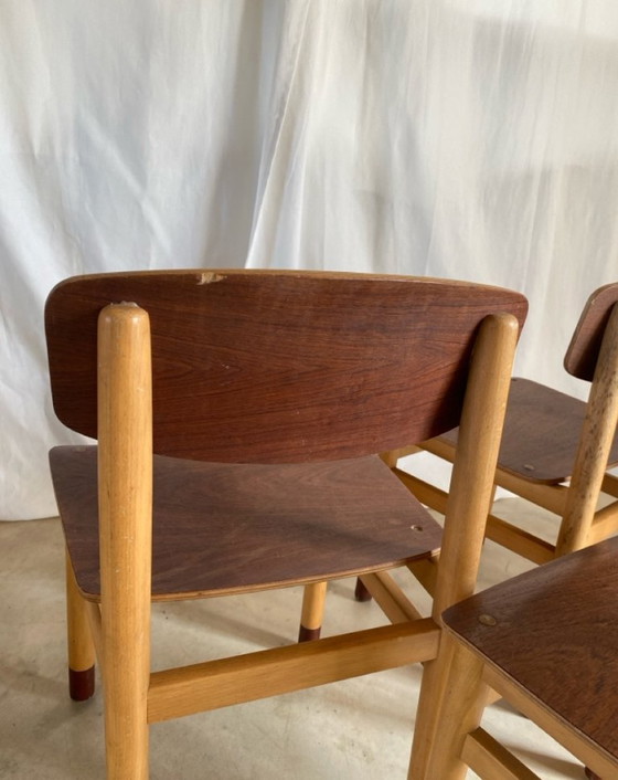 Four low chairs Kvetny and Sonners Stolefabrik Denmark 1960, Side chairs, Wood, Brown (photo 11 of 15)