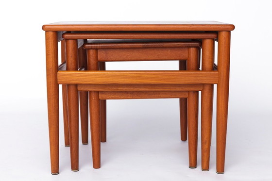 Image 1 of Set of 3 Teak Nesting Tables – 1970s Danish Mid-Century Modern Design, Vintage Side Tables, Scandinavian Teak Furniture