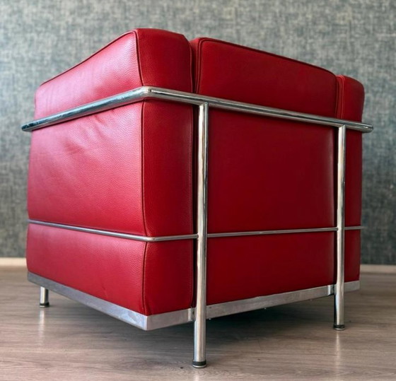 Image 1 of Vintage LC2 Le Corbusier fauteuil in rood leer, Italië, jaren 80