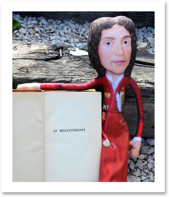 Image 1 of Moliere Art Doll | Handmade Textile Figurine | French Playwright Gift | Literature Teacher Gift | Library Decor