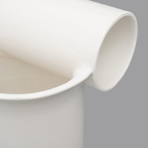 Image 1 of White ceramic vase by Enzo Bioli for Il Picchio, 1970s
