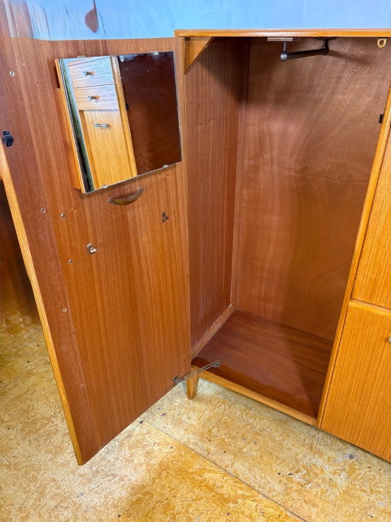 Image 1 of Mid Century Retro Teak Gentleman’s / Bachelor Wardrobe by Remploy (Circa 1960)  A fantastic mid century modern teak gentleman’s,