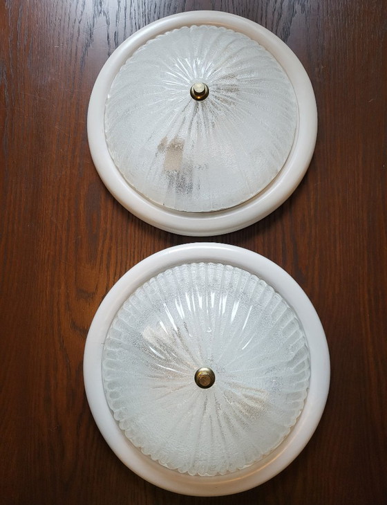 Image 1 of Lampe en verre Iceglass vintage style Hollywood, milieu du siècle