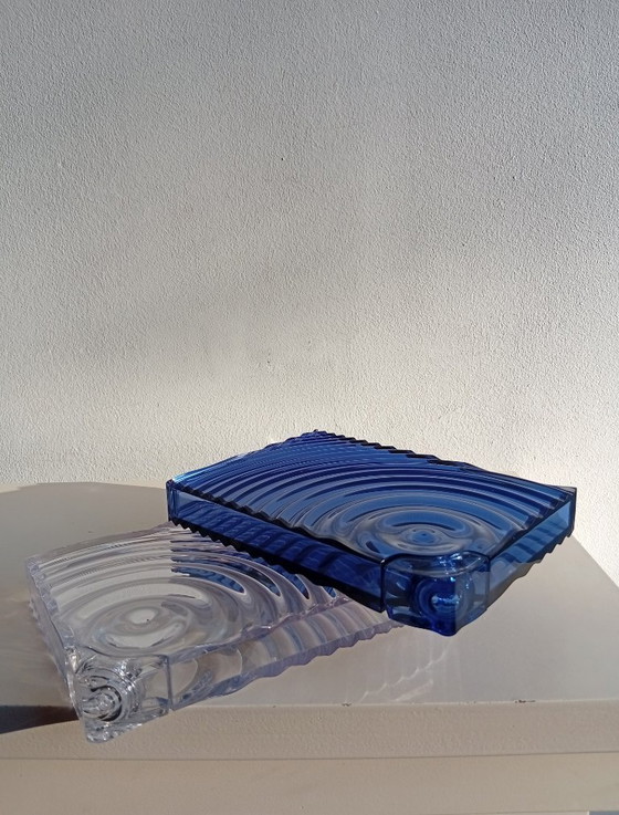 Image 1 of Ron Arad für GUZZINI 'Ripples' Wasserflasche 2er-Set transparent und blau