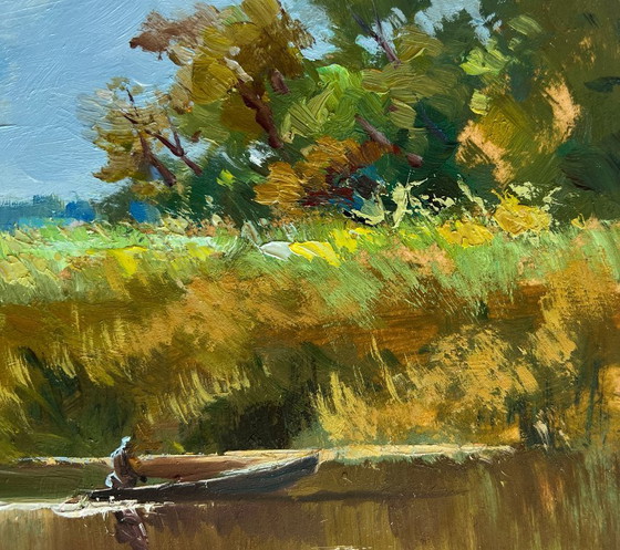 Image 1 of Original Oil Painting Summer Coastal Landscape Enjoying the natural silence
