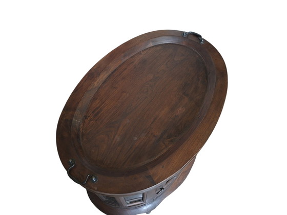 Classic oval display cabinet, tea cabinet, wine table, whiskey bar with removable tray, dimensions 68x45cm (photo 3 of 5)