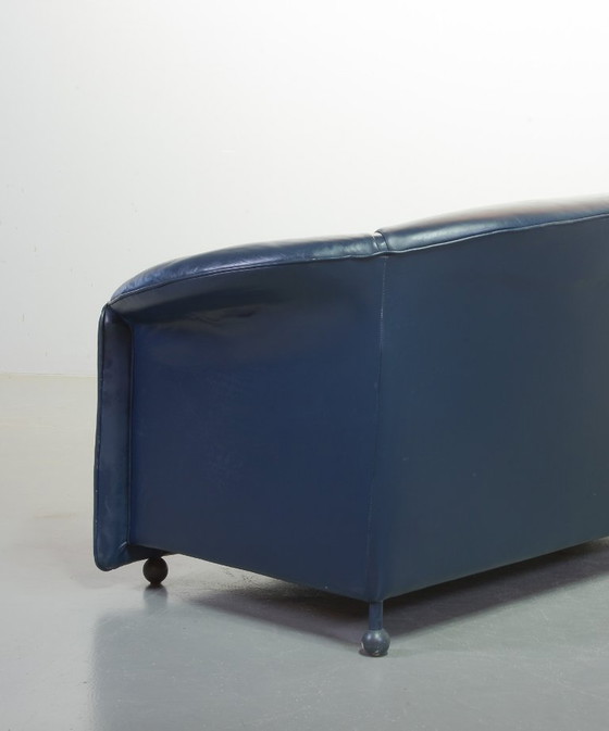Image 1 of Mid-Century Design Wittmann Petrol Blue Soft Leather Two-Seat Sofa, Model Aura Designed by Paolo Piva. Austria, 1980s.