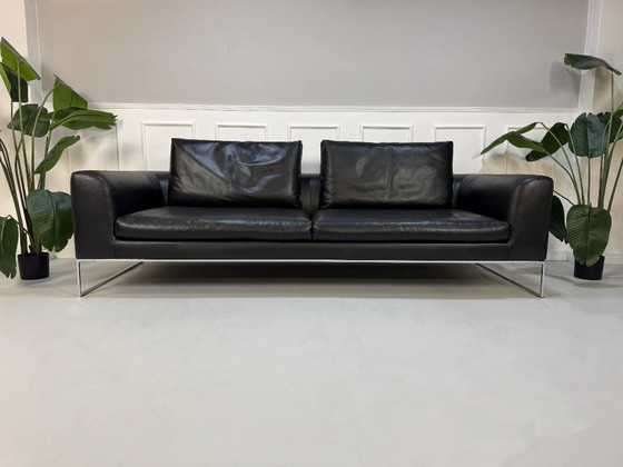 Image 1 of COR Mell Lounge Designer Sofa Couch Black Leather 3 Seater