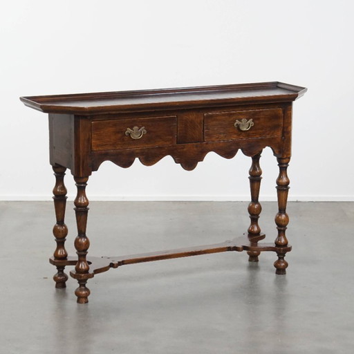 Table d'appoint/ buffet ancien en chêne anglais avec 2 tiroirs