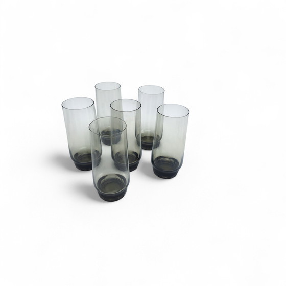 Image 1 of 6 x verres vintage eau bière jus de fruits Driburg verre fumé cristal