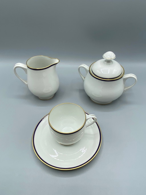 Limoges Lafarge Porcelain Set, Cobalt and Gold, Cup, Creamer, Sugar Bowl – decoratieve objecten (photo 2 of 7)