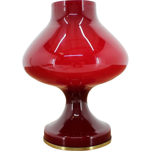 Lámpara de mesa vintage de cristal rojo de Stefan Tabery, década de 1960