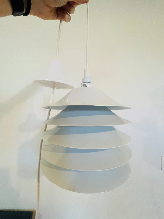 Image 1 of Vintage Danish design lamp - White layered metal - Quality piece