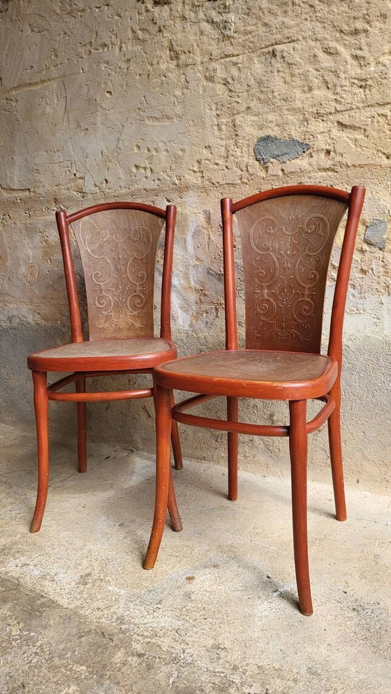 Image 1 of Pair Of Art Nouveau Chairs Thonet