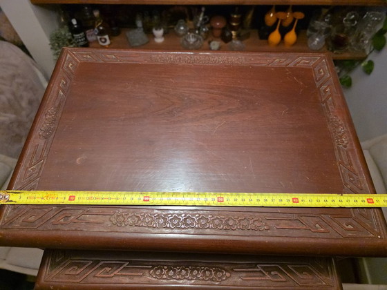 Image 1 of Mesas nido chinas – George Zee & Co (Hong Kong) – madera dura tallada a mano – juego de 4